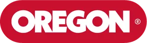 Red oval logo with the word OREGON in bold, white, capital letters centered inside. A small registered trademark symbol appears at the top right of the word.